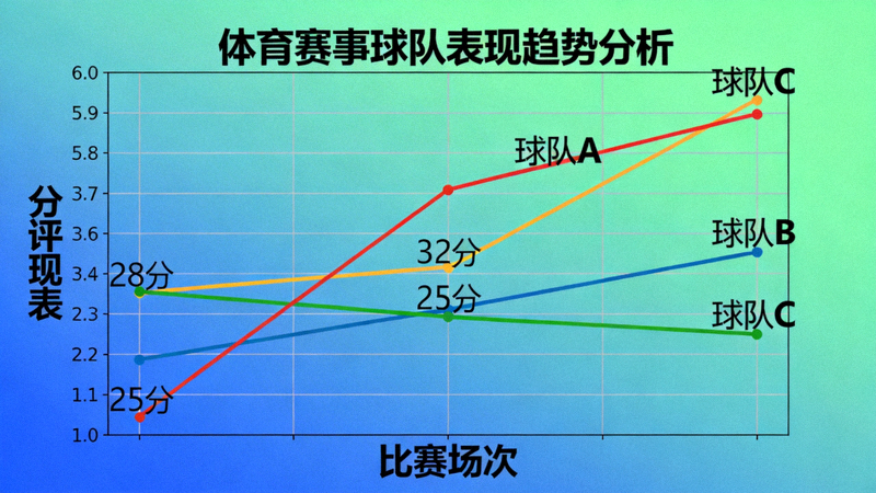 体育赛事数据分析图表，展示球队表现趋势
